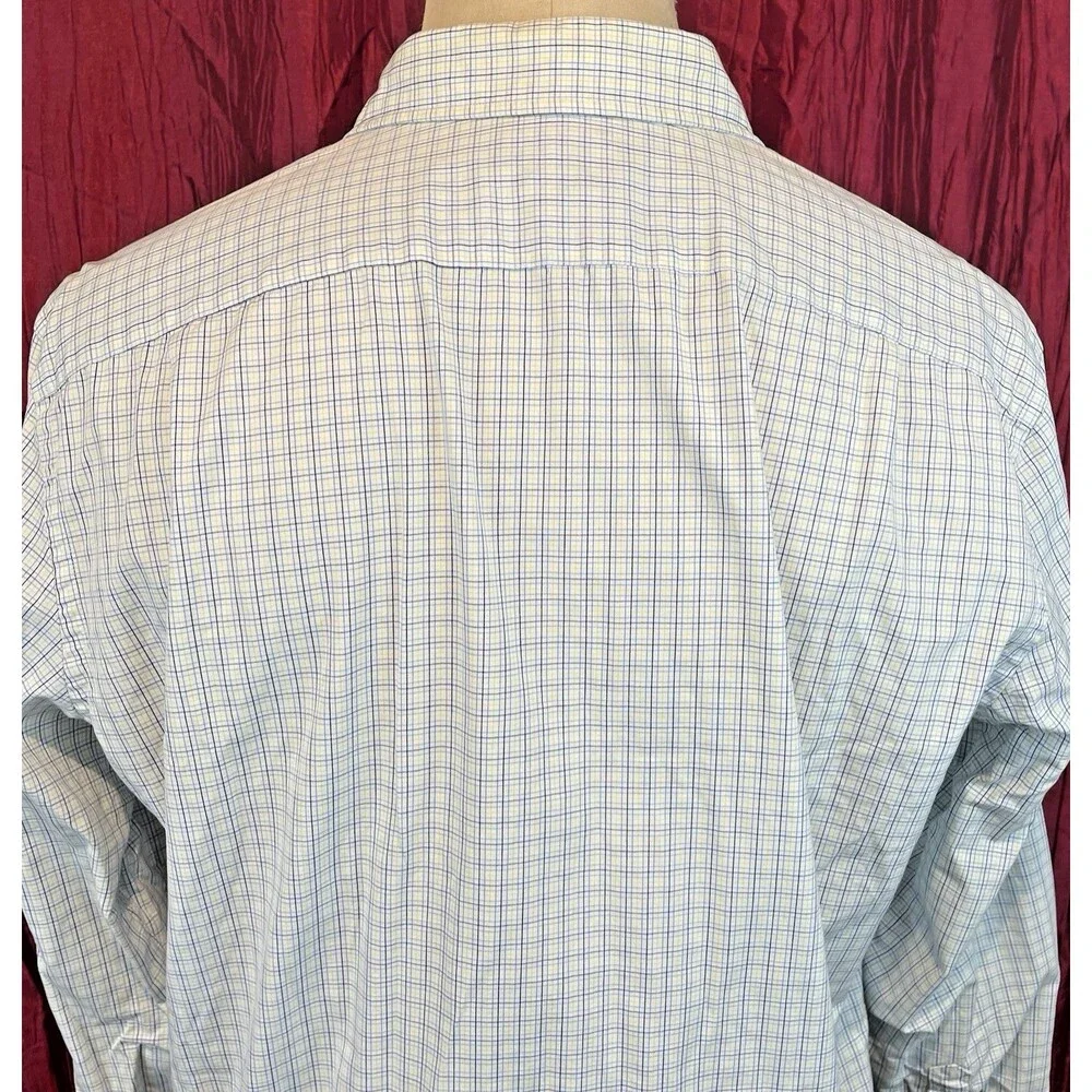 Mens J Crew Blue/White Check Cotton Oxford LS Casual Shirt sz Lg
